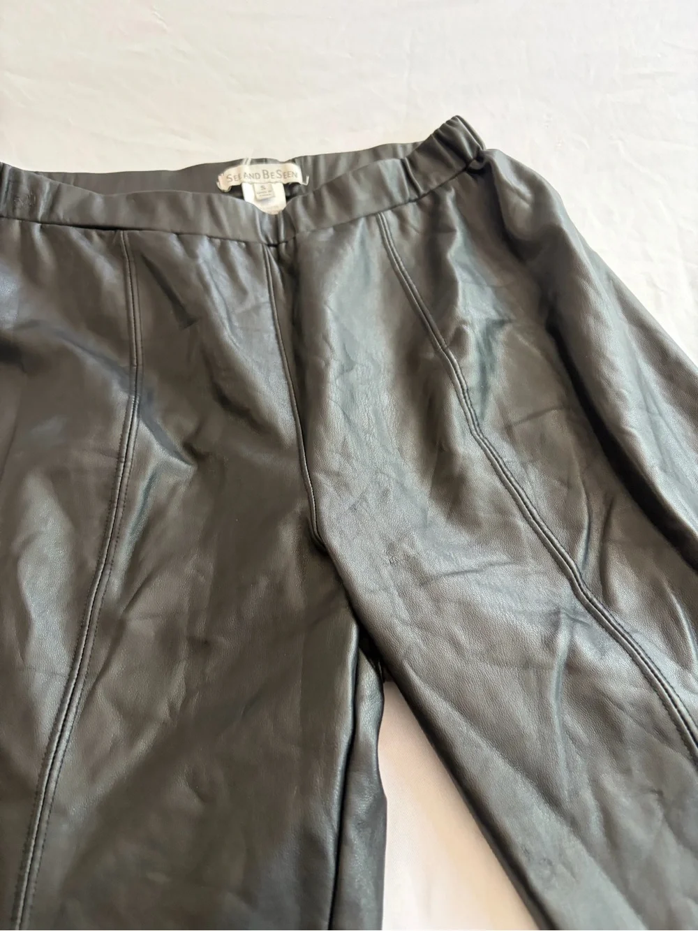 See and Be Seen  Black Faux Leather Dress Pants - Slim Tailored Fit Sizes S